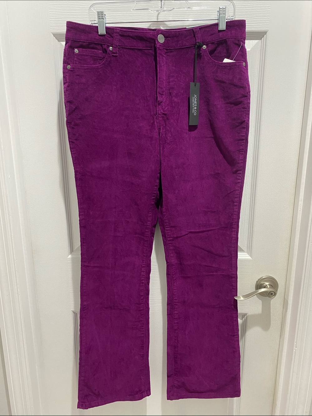 Women’s Dark Magenta Purple Corduroy Skinny Boot Cut High Waist Jeans 💜🩷
